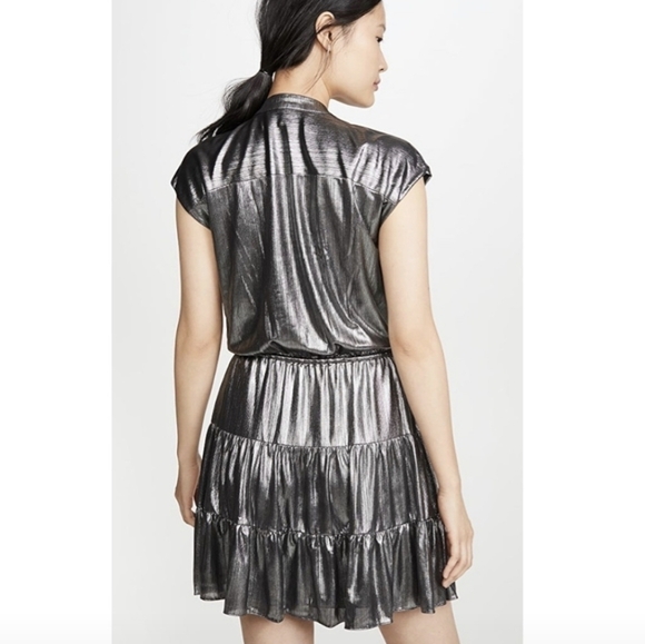 REBECCA MINKOFF ollie dress gunmetal metallic mini large - Picture 4 of 15